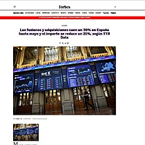 Las fusiones y adquisiciones caen un 20% en Espaa hasta mayo y el importe se reduce un 25%, segn TTR Data